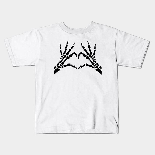 skeleton heart hand, halloween sticker Kids T-Shirt by Rady